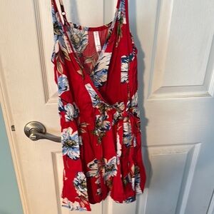 Floral Red Kids One Piece